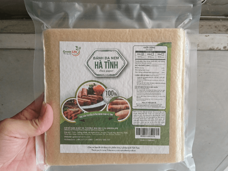 "Bánh đa nem Greenlife Hà Tĩnh chính gốc, đóng gói hút chân không".