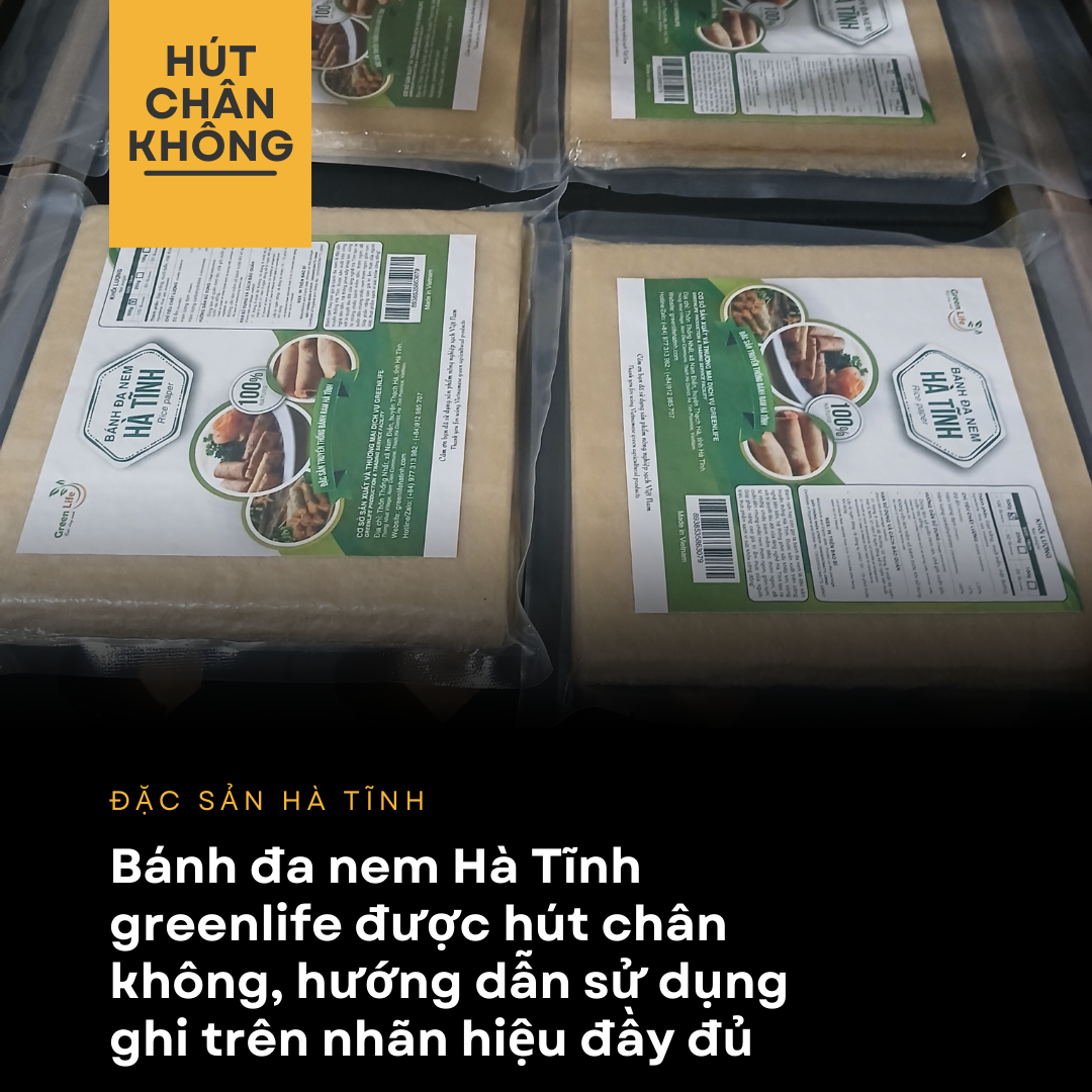 Bánh đa nem Hà Tĩnh Greenlife đóng gói hút chân không, dễ bảo quản, giao hàng toàn quốc.